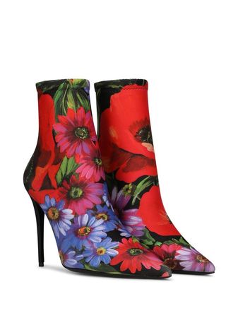 Dolce & Gabbana floral-print 105mm Ankle Boots - Farfetch