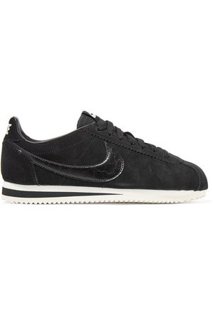 Nike | Classic Cortez leather-trimmed suede sneakers | NET-A-PORTER.COM
