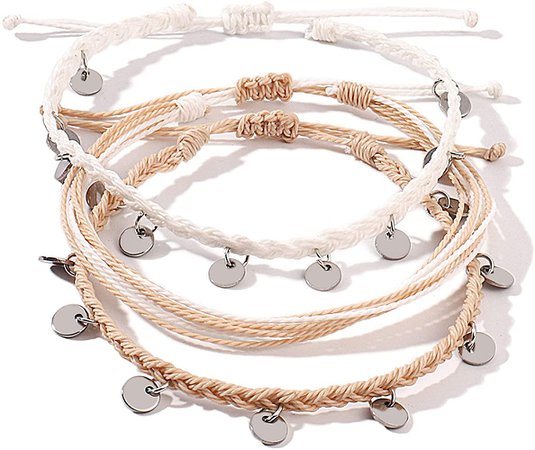 Amazon.com: FANCY SHINY Boho Ankle Bracelets Waterproof String Anklets Braided Rope Anklet Beach Surfer Anklets Cute Coin Foot Jewelry for Women Teen Girls(White): Clothing, Shoes & Jewelry