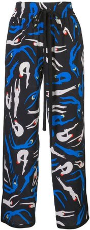 silhouette print cropped trousers