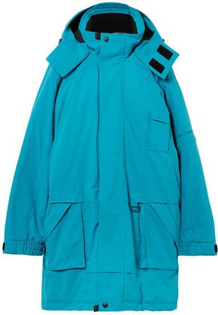 Embroidered Oversized Canvas Parka - Blue