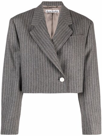 Shop Acne Studios cropped asymmetric striped blazer with Express Delivery - FARFETCH
