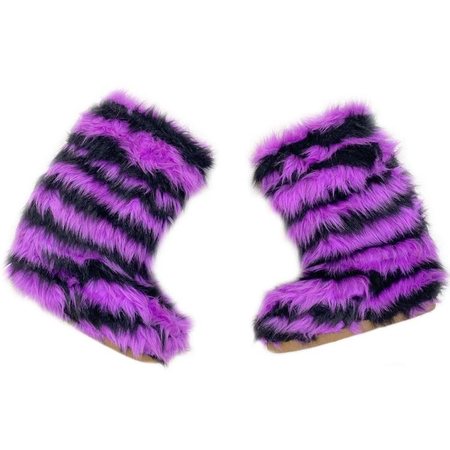 purple and black striped yeti boots