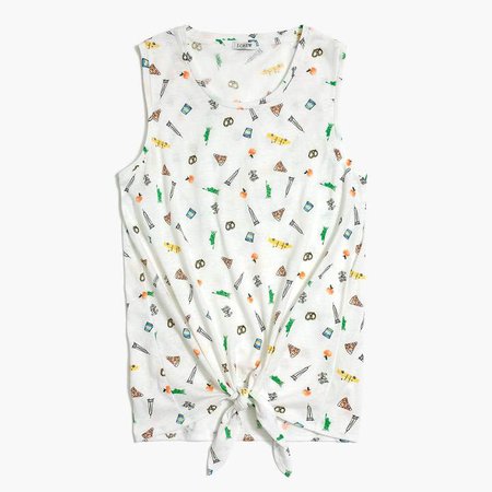 Tie-front tank top in NYC print