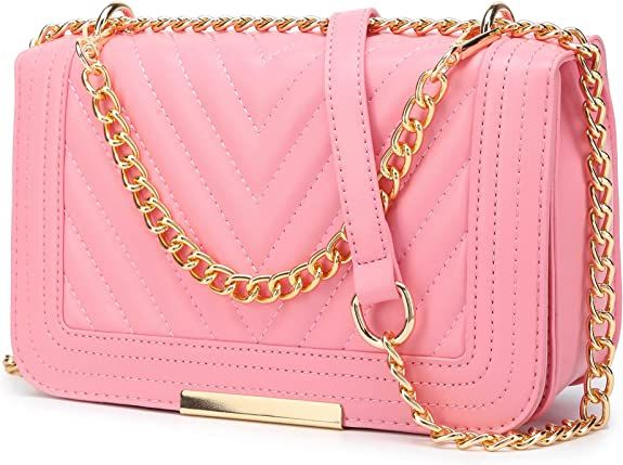 Amazon.com: lola mae Crossbody Bags for Women Fashion Quilted Shoulder purse with Convertible Chain Strap Classic Satchel Handbag (Pink-715) : Clothing, Shoes & Jewelry