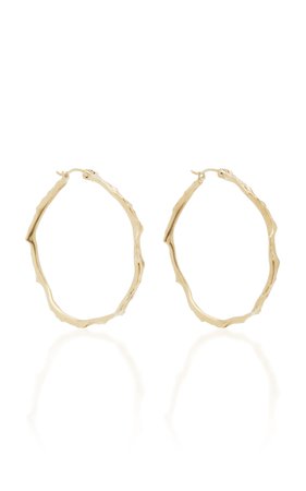 Coral Stick 14K Gold Diamond Hoop Earrings by Annette Ferdinandsen | Moda Operandi