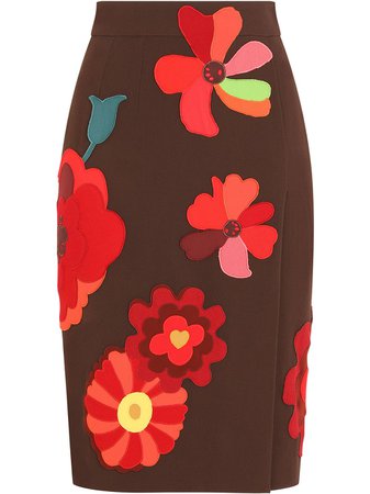 Dolce & Gabbana floral-appliqué pencil skirt - FARFETCH