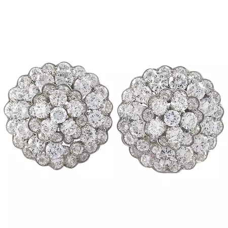 Van Cleef and Arpels Blooming Diamond Cluster Stud Earrings For Sale at 1stDibs | van cleef studs, diamond stud earrings, platinum earrings