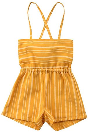 Amazon.com: Skatheal Toddler Girl Stripe Tank Romper Summer Sleeveless One-Piece Jumpsuit (2-3 Years, Yellow): Clothing