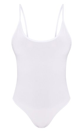 Shape White Strappy Scoop Back Bodysuit | PrettyLittleThing