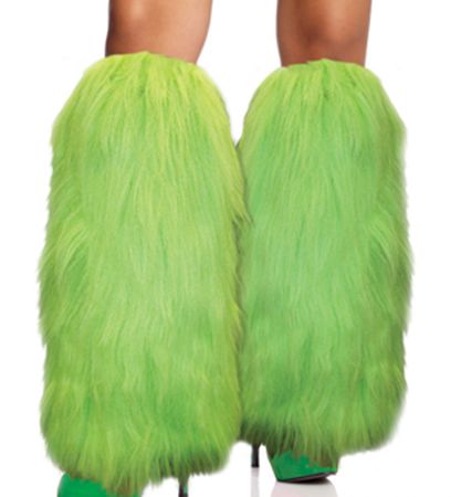 green fur leg warmers
