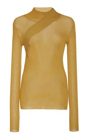 Lightweight Metallic Viscose Scarf Neck Sweater by Sally LaPointe | Moda Operandi