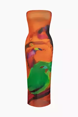 Tie Dye Strapless Midi Dress – Micas