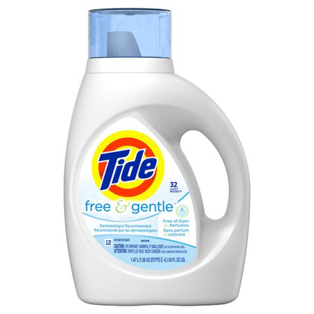 Tide Free & Gentle Liquid Laundry Detergent, Unscented, 1.47 L (32 Loads)