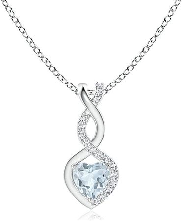 Amazon.com: Natural Aquamarine Infinity Heart Pendant Necklace With Natural Diamonds In Silver (0.2 Cttw Aquamarine) - March Birthstone : Clothing, Shoes & Jewelry