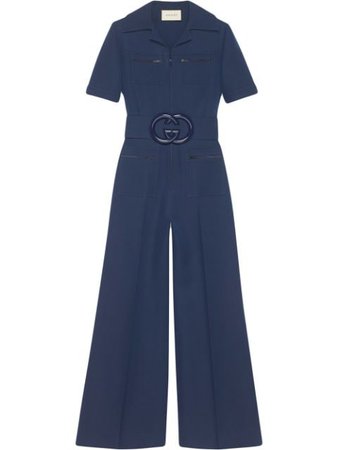 Shop blue Gucci Interlocking G belted jumpsuit with Express Delivery - Farfetch
