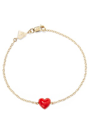 Alison Lou | Heart 14-karat gold and enamel bracelet | NET-A-PORTER.COM