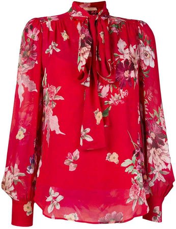 pussy bow floral blouse