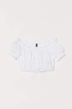 Short Cotton Blouse - White