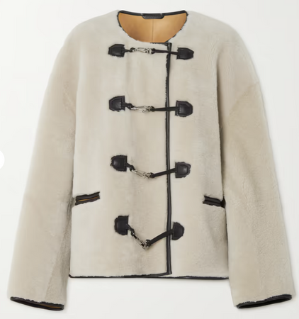 TOTEME Off-white Leather-trimmed shearling jacket | TOTEME | NET-A-PORTER