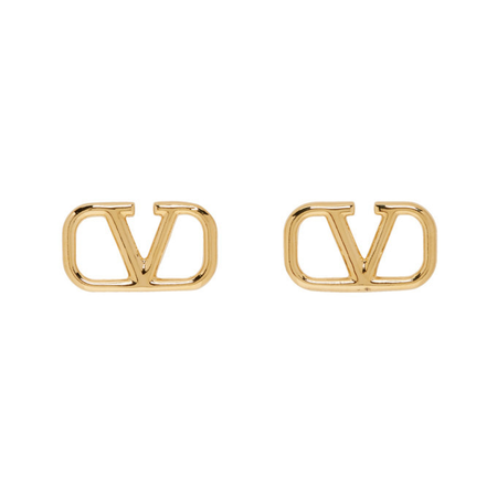 Valentino Gold Valentino Garavani VLogo Loop Earrings