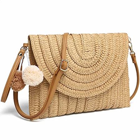 Amazon.com: YIKOEE Straw Purse for Women Summer Beach Woven Bag With PomPom : Everything Else
