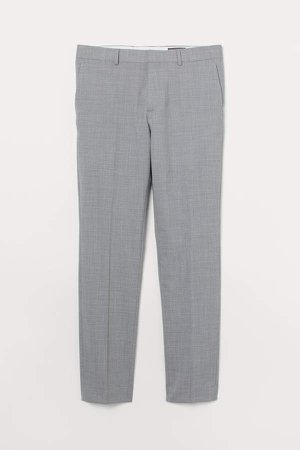 Slim Fit Wool Suit Pants - Gray
