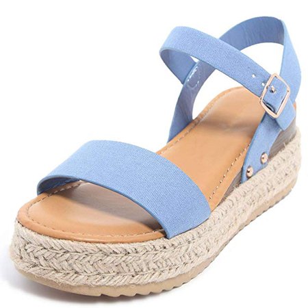 Amazon.com | shoewhatever Women's Open Toe Ankle Strap Summer Cork Platform Peep Toe Adjustable Buckle Espadrille Wedge Sandals | Platforms & Wedges
