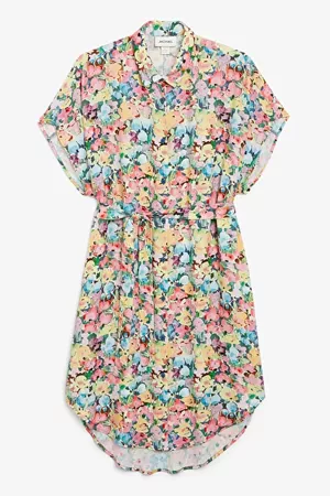 Belted shirt dress - Multi floral print - Midi dresses - Monki WW