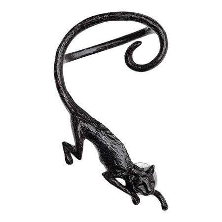 Alchemy Gothic Cat Sith Right Earring, Pewter Ear-Wrap
