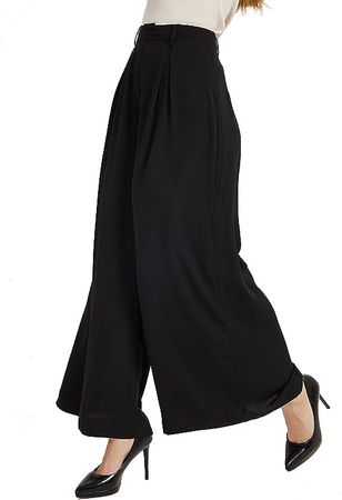 Amazon.com: Tronjori Women High Waist Casual Wide Leg Long Palazzo Pants Trousers Regular Size(L, Black) : Clothing, Shoes & Jewelry
