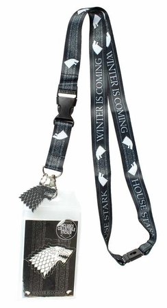 Clothing Game of Thrones House Stark Lanyard ID Holder & Charm Badge with Sticker 1202 - teeshirt4funny