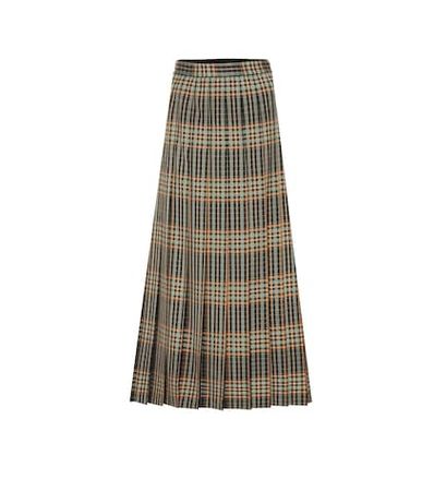 Tartan wool maxi skirt