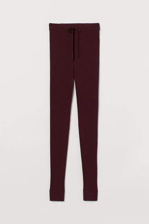 Ribbed Cashmere Leggings - Red