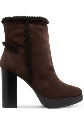 Shearling-trimmed suede platform ankle boots | TOD'S | Sale up to 70% off | THE OUTNET