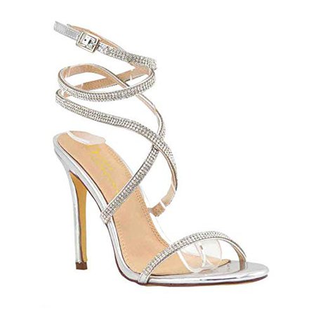 silver strappy heels