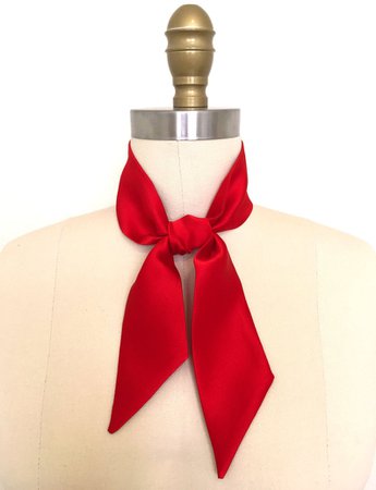 Red silk charmeuse neckerchief needs no folding. Just tie & | Etsy