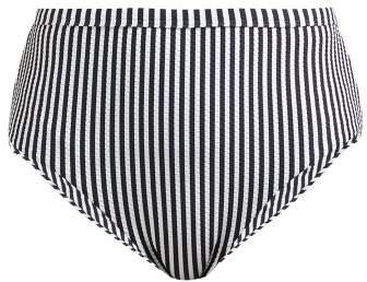 Asceno - High Rise Striped Bikini Briefs - Womens - Black Stripe