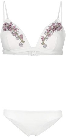 floral embellished bikini set