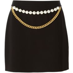 Boutique Moschino chain and faux pearl embellished skirt
