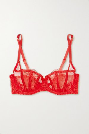 Red Rozlyn Leavers lace and stretch-tulle underwired bra | Agent Provocateur | NET-A-PORTER