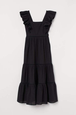 Long Dress with Lace Details - Black