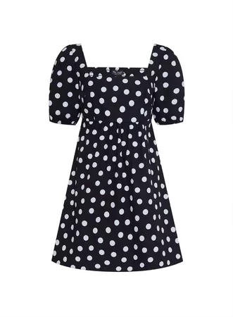 Black Polka Dot Print Poplin Smock Mini Dress | Miss Selfridge