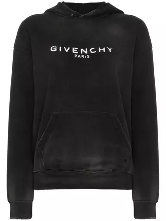 Givenchy Logo Printed Distressed Hoodie - Farfetch
