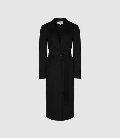 Ellie Black Longline Overcoat – REISS