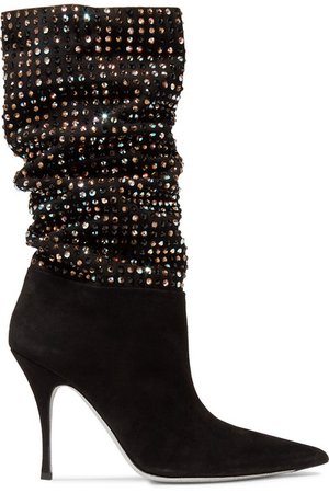 René Caovilla | Crystal-embellished suede ankle boots | NET-A-PORTER.COM