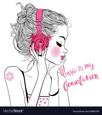 Beautiful girl with headphones Royalty Free Vector Image