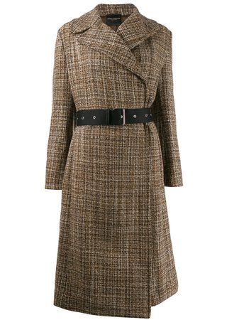 Erika Cavallini Belted Tweed Coat | Farfetch.com