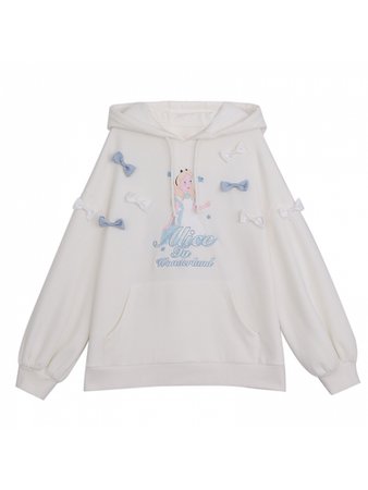 Disney Authorized Alice in Wonderland Bowknots Prints front Hoodie