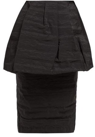 Peplum Taffeta High Rise Pencil Skirt - Womens - Black